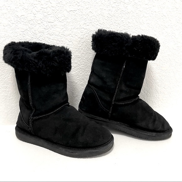 BearPaw •Emma Black Suede Boots Sz 9 - Picture 3 of 8